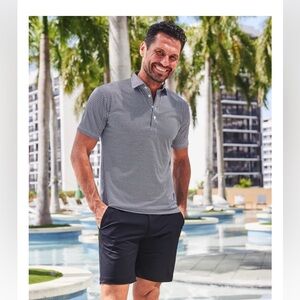 NWT Collars & Co. Mens Vantage Black Relaxed Fit Semi-Spread Collar Polo Size S